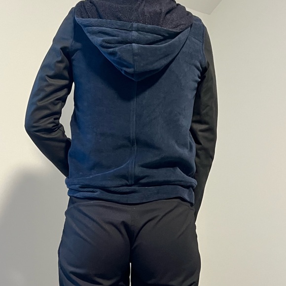 Lacoste bomber two tone hoodie jacket navy black 0 - Picture 4 of 10